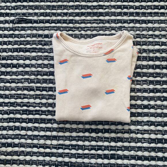Tiny Cottons Unisex Kids Waffle Knit Graphic Cream Short Sleeve TShirt 8Y - Picture 1 of 7